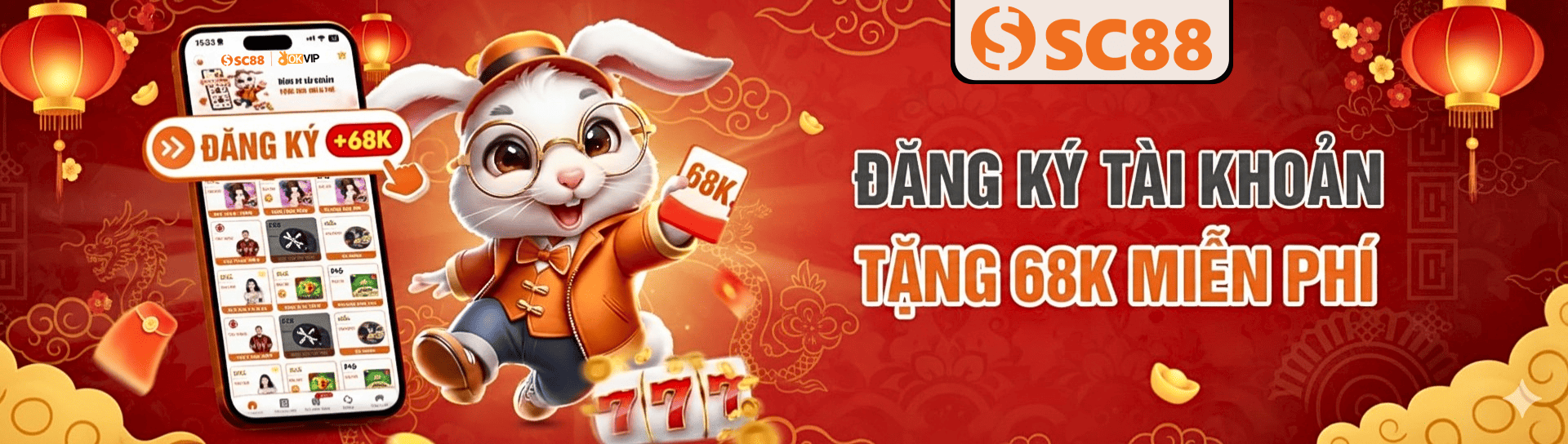 Banner SC88: Đăng ký tài khoản nhận 68K miễn phí