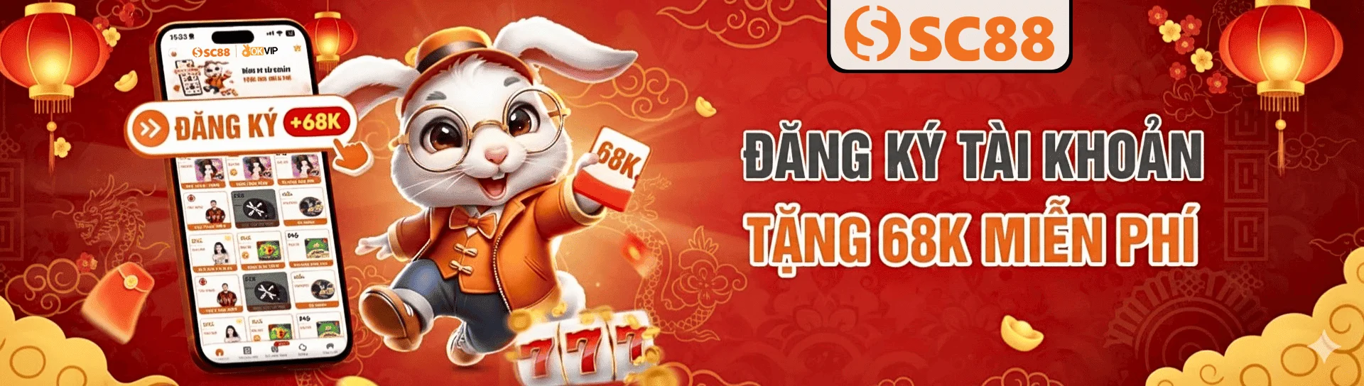 Banner SC88: Đăng ký tài khoản nhận 68K miễn phí